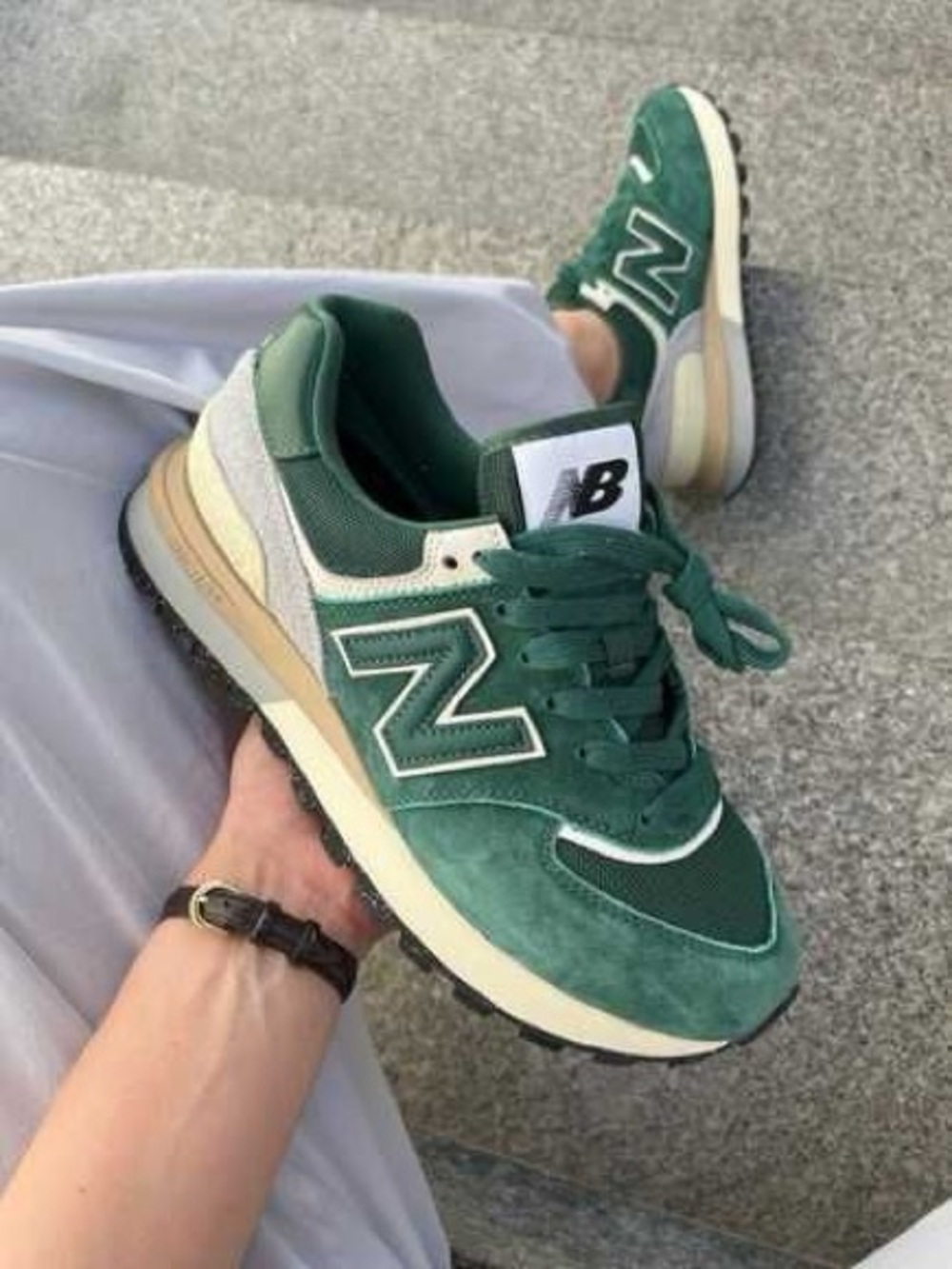 New Balance Green Suede and Mesh Retro Runner